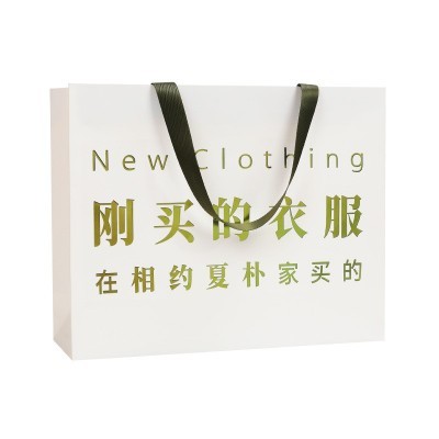服装店手提袋礼物袋批发礼品袋高级感纸袋子加厚白卡手提纸袋定制图3