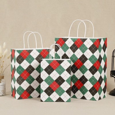 牛皮纸袋定制印方格logo外卖打包袋手提袋礼品包装袋定做纸袋订做图2