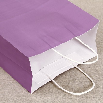 现货外卖紫色白牛皮纸袋批发手提服装包装袋礼品纸购物袋印刷logo