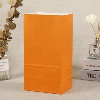 现货批发彩色牛皮纸礼品纸袋折口糕点糖果平口打包袋方底牛皮纸袋