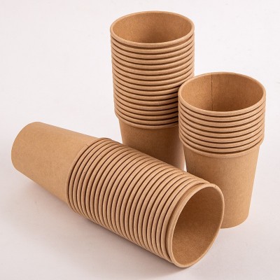 原木浆本色纸杯牛皮纸杯一次性外卖打包奶茶咖啡杯可印logo图4