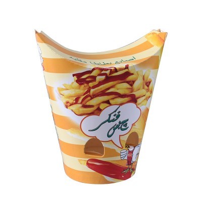 厂家定做12盎司折叠薯条炸鸡纸杯 一次性封口薯条盒小吃杯批发