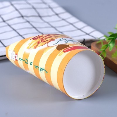 厂家定做12盎司折叠薯条炸鸡纸杯 一次性封口薯条盒小吃杯批发图3