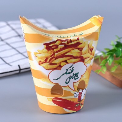 厂家定做12盎司折叠薯条炸鸡纸杯 一次性封口薯条盒小吃杯批发图5