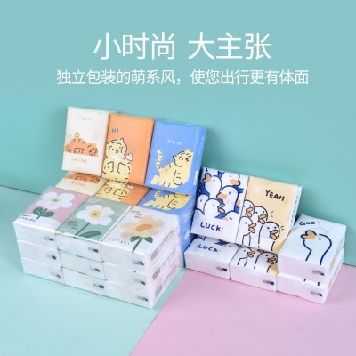 Sunde彩色可爱卡通印花手帕纸巾餐巾纸小包随身便携式工 厂批发