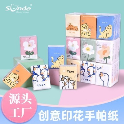 Sunde彩色可爱卡通印花手帕纸巾餐巾纸小包随身便携式工 厂批发图2