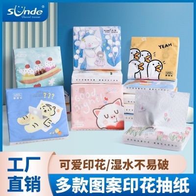 8包提装可爱少女卡通印花抽纸巾可湿水小包便携家庭商用批发工厂图3
