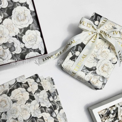 25年新款 17g现货雪梨纸清冷 白山茶花图案拷贝纸现货 礼品包装纸图2