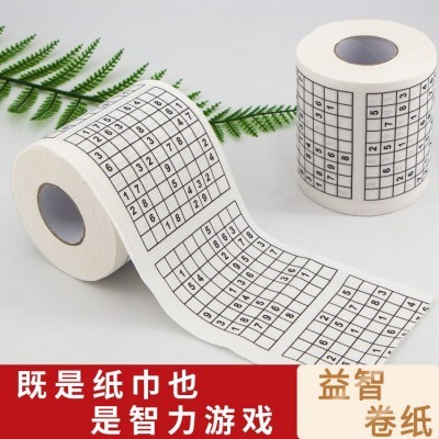 厂家直发创意数独卷纸益智游戏卷纸九宫格思维厕纸卫生纸三层加厚图2
