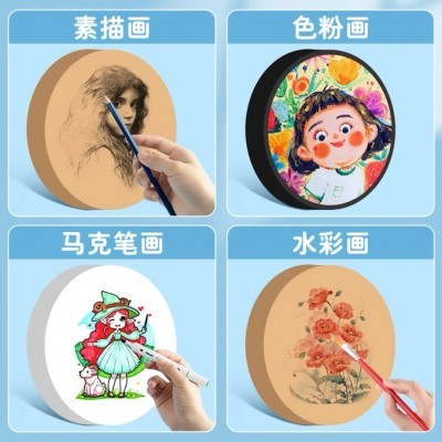 25cm圆形黑色白色艺术硬卡纸 手工彩铅素描水彩马克笔绘画美术纸图2