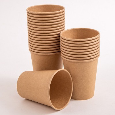 原木浆本色纸杯牛皮纸杯一次性外卖打包奶茶咖啡杯可印logo图3