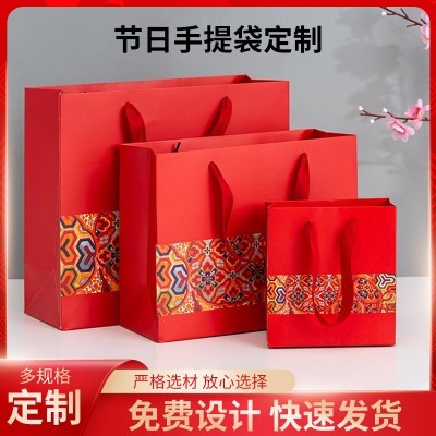 圣诞节手提袋白卡纸元旦过节礼物节日礼品袋购物袋伴手礼品袋厂家图2