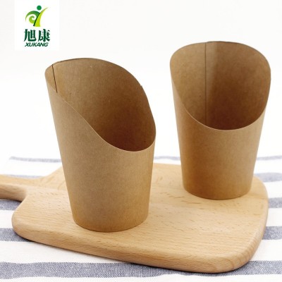 批发鸡蛋仔牛皮斜口杯薯条杯一次性纸杯logo牛皮纸杯雞蛋 仔杯子图3