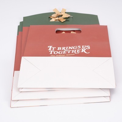 圣诞节礼品袋手提袋白卡纸袋方形平安夜糖果礼物纸袋可定制LOGO图2