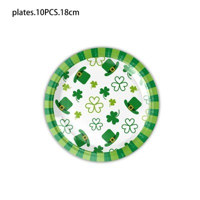 2024新款圣帕特里克节日幸运三叶草绿色主题派对餐具装饰布置用品图3