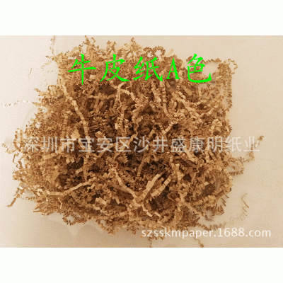 专业生产2-3mm本色褶皱拉菲草牛皮纸丝 水果填充碎纸条 洁净无粉图4