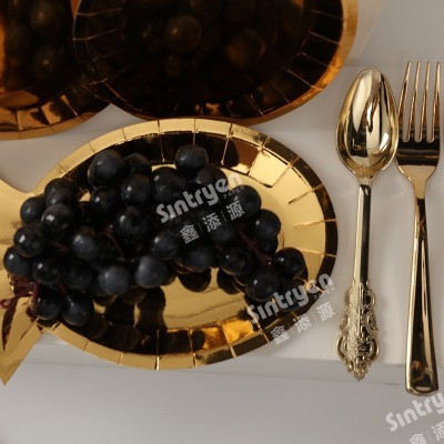 菠萝型一次性纸盘子蛋糕纸碟加厚可降解纸餐盘 生日party派对餐具