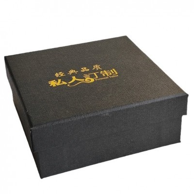 通用皮带盒子黑色天地盖硬纸盒包装礼盒正方形烫金精品腰 带盒批发图2