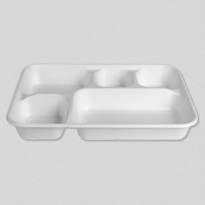 甘蔗浆可降解快餐盘学生食堂五格饭盘幼儿园儿童中式餐盘打菜盘图3