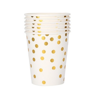 现货白色烫金圆点派对餐具加厚纸盘刀叉勺纸巾装饰生日派 对套装图2