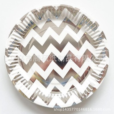 亚马逊外贸圆点一次性纸盘纸杯吸管餐盘可降解派对餐具套装定制图3