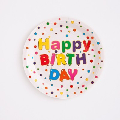 一次性纸盘彩色圆点烫金纸杯可降解一次性餐盘套装生日派对批发图3