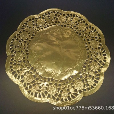 厂家直供金色圆形3英寸-14英寸花底纸酒店菜品垫纸食品级金色花底图4