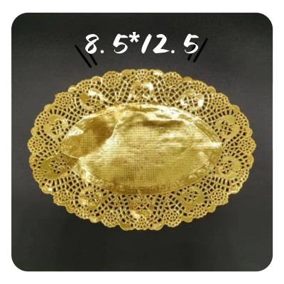 厂家直供金色圆形3英寸-14英寸花底纸酒店菜品垫纸食品级金色花底