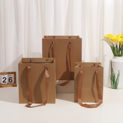 新款七夕礼品手提袋复古牛皮纸手提袋原创设计花束牛皮手 提袋批发图5