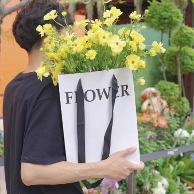 亿佳原创简约设计长方形手提袋礼袋鲜花花束手提礼品袋包装袋批发图2