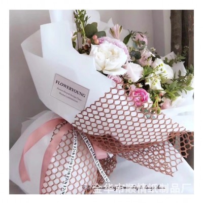 花派对工厂批发新款镂空圆形网孔鲜花包装网纱纯色花束 打包网纱图3