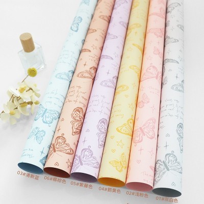 花派对厂家批发新品蝴蝶印花鲜花包装纸跨境花店花束打 包纸包花纸图4