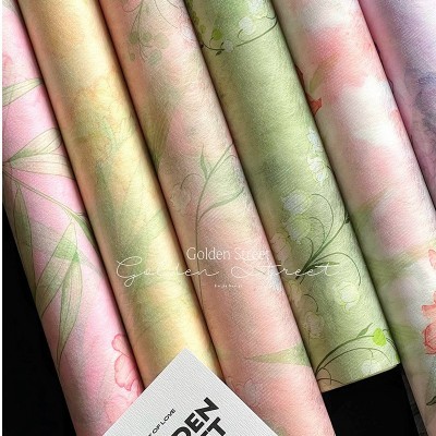 七夕情侣款鸟语花香鲜花花束包装纸清新印花艺术牛皮纸厂家批发图5