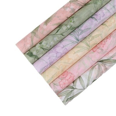 七夕情侣款鸟语花香鲜花花束包装纸清新印花艺术牛皮纸厂家批发