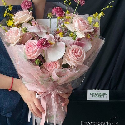 七夕情侣款鸟语花香鲜花花束包装纸清新印花艺术牛皮纸厂家批发图3