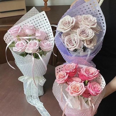 多巴胺洞洞纸花店防水加厚纸否华纸七夕情人节鲜花包装纸镂空花束图3