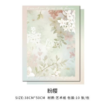 复古印花艺术纸牛皮纸繁花油画艺术花卉鲜花花束包装纸厂家批发图3