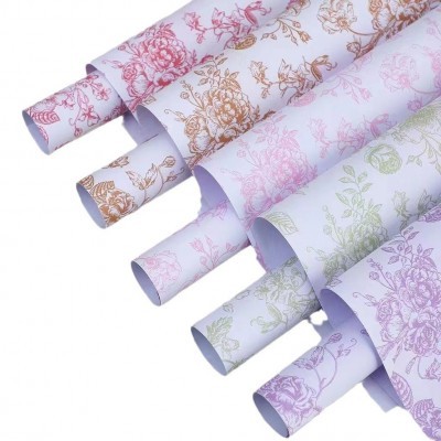 复古印花艺术纸牛皮纸繁花油画艺术花卉鲜花花束包装纸厂家批发图2