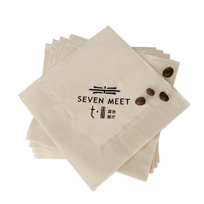 本色竹浆定制西餐厅餐饮纸巾商用酒店餐巾纸印Logo广告外 卖订做图5