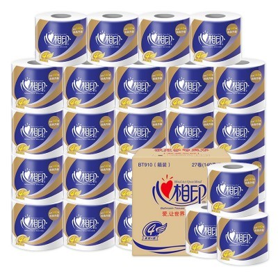 心相印心柔卷纸4层140g27卷整箱实惠装卫生纸巾卷筒纸厕纸巾家用