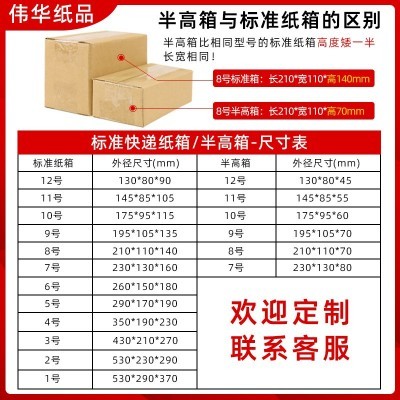 纸箱特硬打包发货快递纸箱电商包装纸盒子瓦楞邮政批发半高纸箱图5