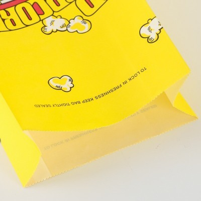 现货防油爆米花纸袋食品级牛皮纸淋膜方底袋加厚包装袋子 厂家批发图3