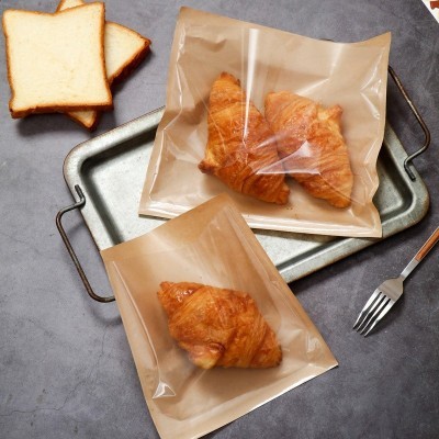 半膜纸面包袋烘焙甜品牛角包吐司食品透明打包袋牛皮纸袋 子现货图2