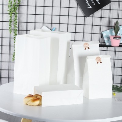 现货年货食品牛皮纸方底外卖打包袋面包吐司汉堡袋一次性 收纳纸袋图2