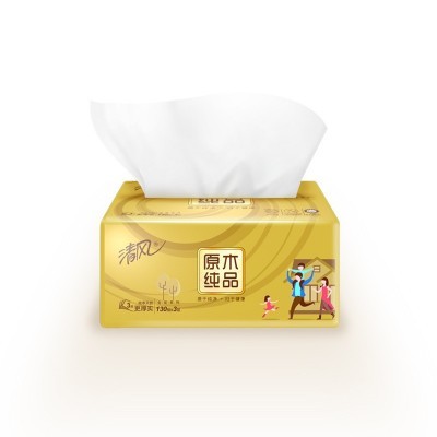 清风抽纸金装原木130抽6包餐巾纸卫生纸家庭实惠装纸抽包邮BR65SJ图3