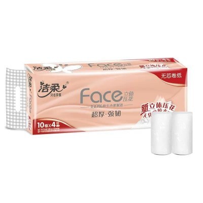 洁柔卷纸无芯立体压花加厚4层70克10卷家用卫生纸PW003-10-零购购图4