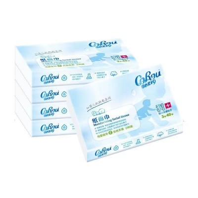 可心柔V9保湿乳霜纸巾便携带式40抽小包新生儿宝宝柔肤干湿两用包图2
