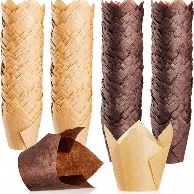 简约彩色郁金香纸杯蛋糕托马芬杯火焰杯纸制品烤箱耐高温防 油纸托图5