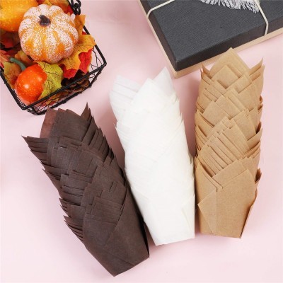 简约彩色郁金香纸杯蛋糕托马芬杯火焰杯纸制品烤箱耐高温防 油纸托图3