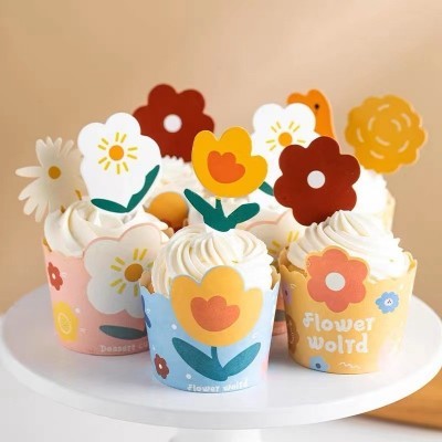 加厚网红批发一次性纸杯卡通婚礼节日蛋糕烘焙食品级空气炸锅纸托